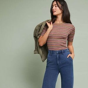 Anthropologie Ba&Sh Metallic Striped Rainbow Top